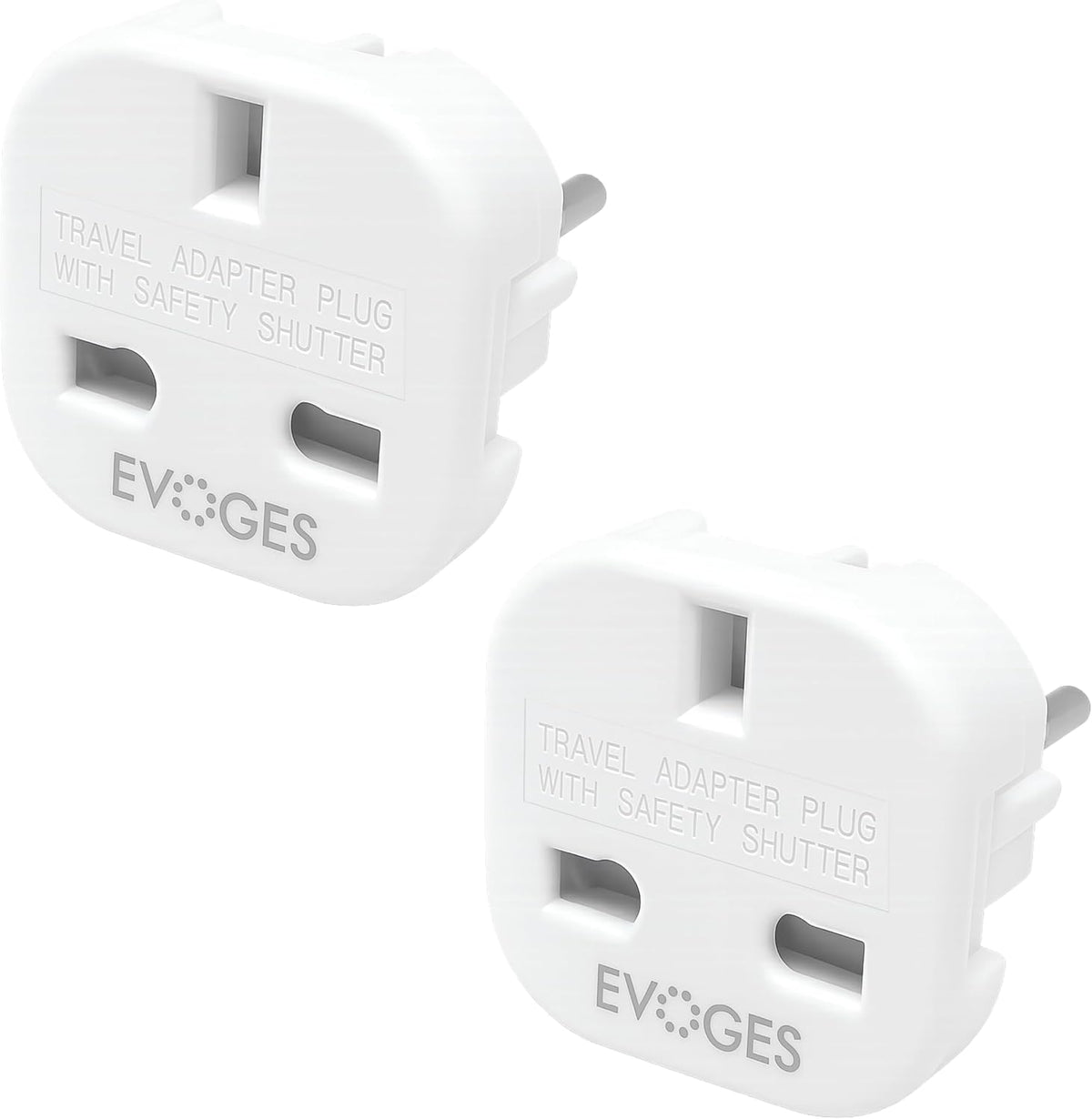 UK to European EU Travel Adapter Plug Type G to Type C,E,F, 3 Pin to 2 Pin Travel Europe White (Pack of 3)