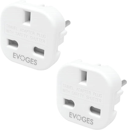UK to European EU Travel Adapter Plug Type G to Type C,E,F, 3 Pin to 2 Pin Travel Europe White (Pack of 3)