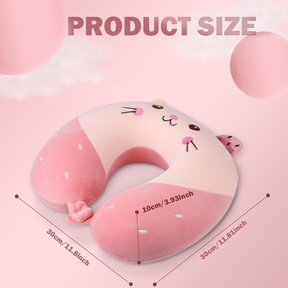 Neck Pillow for Travel, Pink Cute Memory Foam Kids Travel Pillow