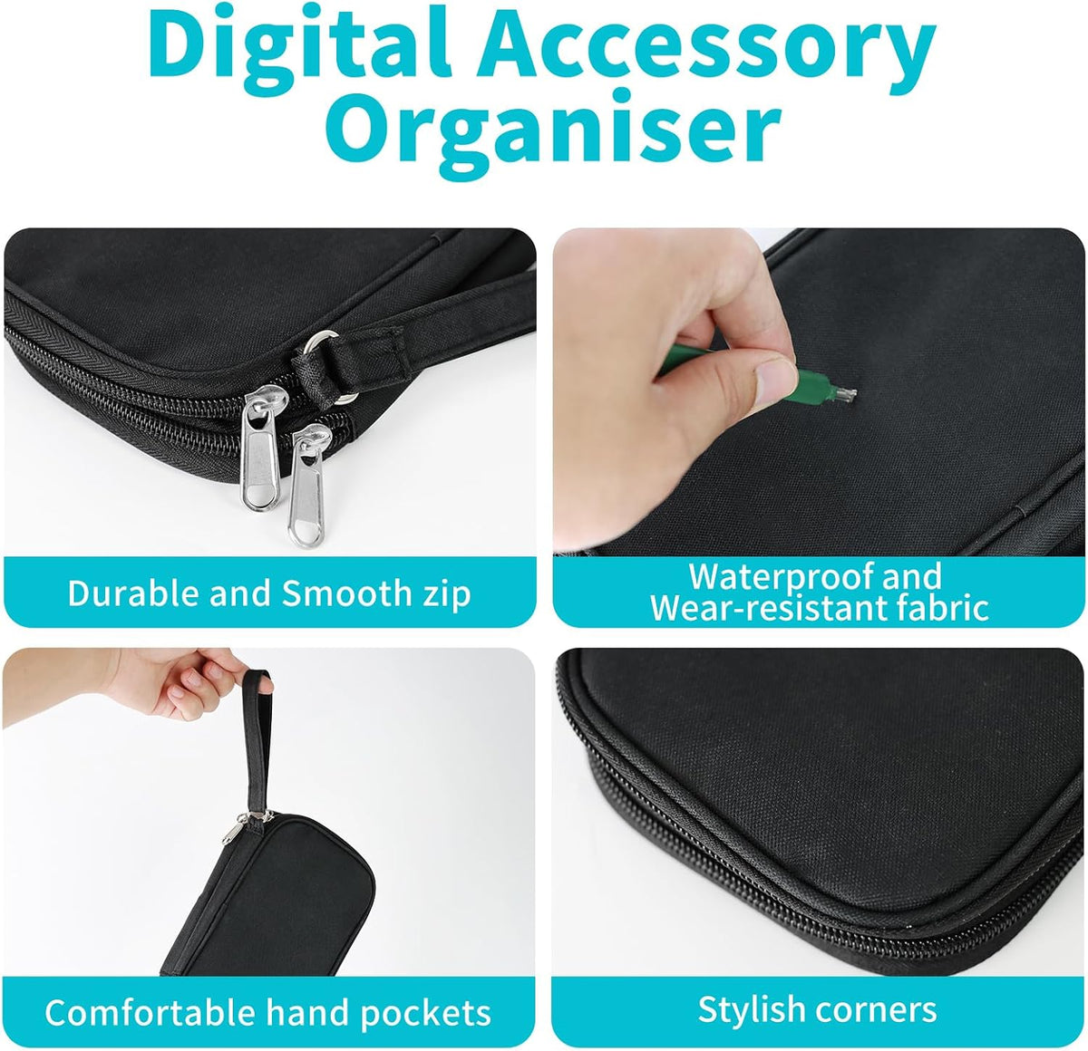 Electronics Accessories Organiser Bag Travel Cable Organiser Bag Black
