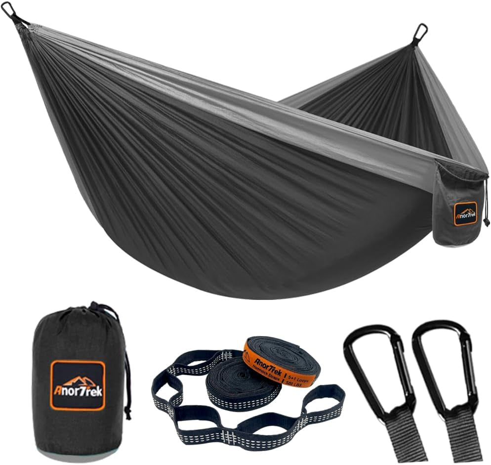 Camping Hammock, Super Lightweight Portable Parachute Hammock with Two Tree Straps Single or Double Nylon Travel Tree Hammocks for Camping Backpacking Hiking