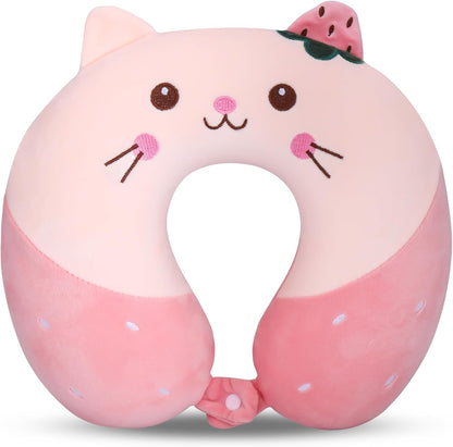 Neck Pillow for Travel, Pink Cute Memory Foam Kids Travel Pillow