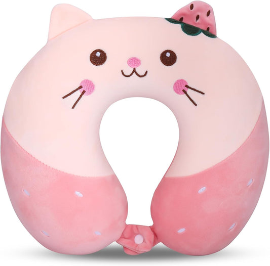 Neck Pillow for Travel, Pink Cute Memory Foam Kids Travel Pillow