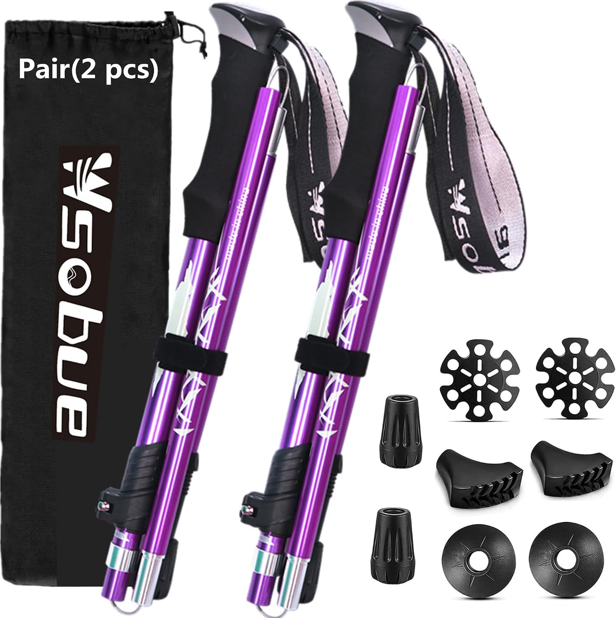 Trekking Pole, Collapsible Walking Hiking Stick for Men Women, Ultralight Aluminum Ski Pole with EVA Grip