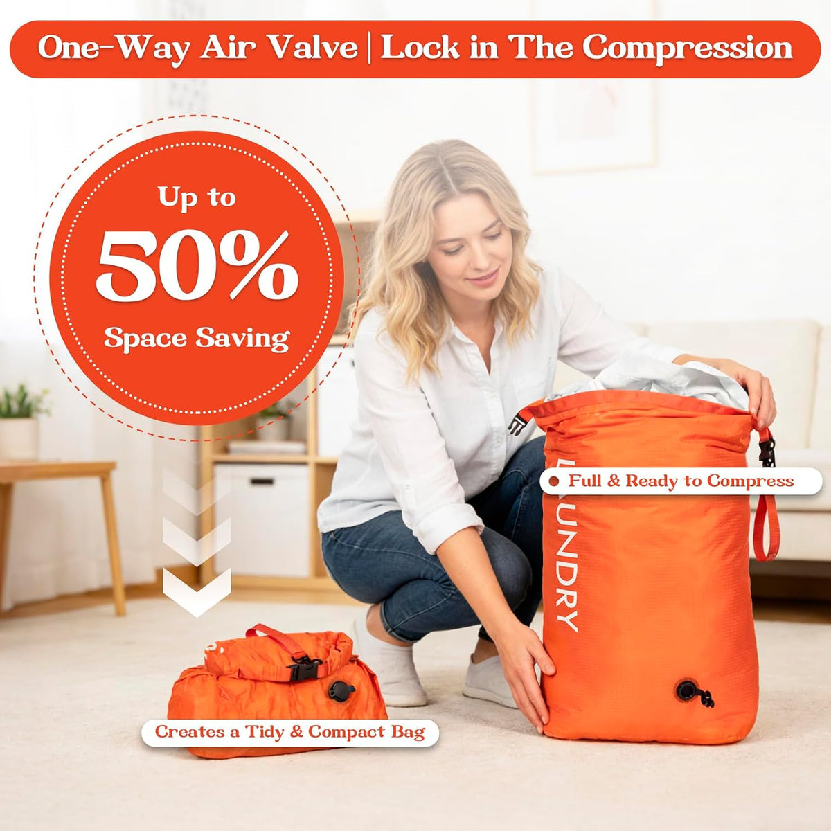 Travel Laundry Bag, Vacuum Compression Dirty Clothes Travel Bag