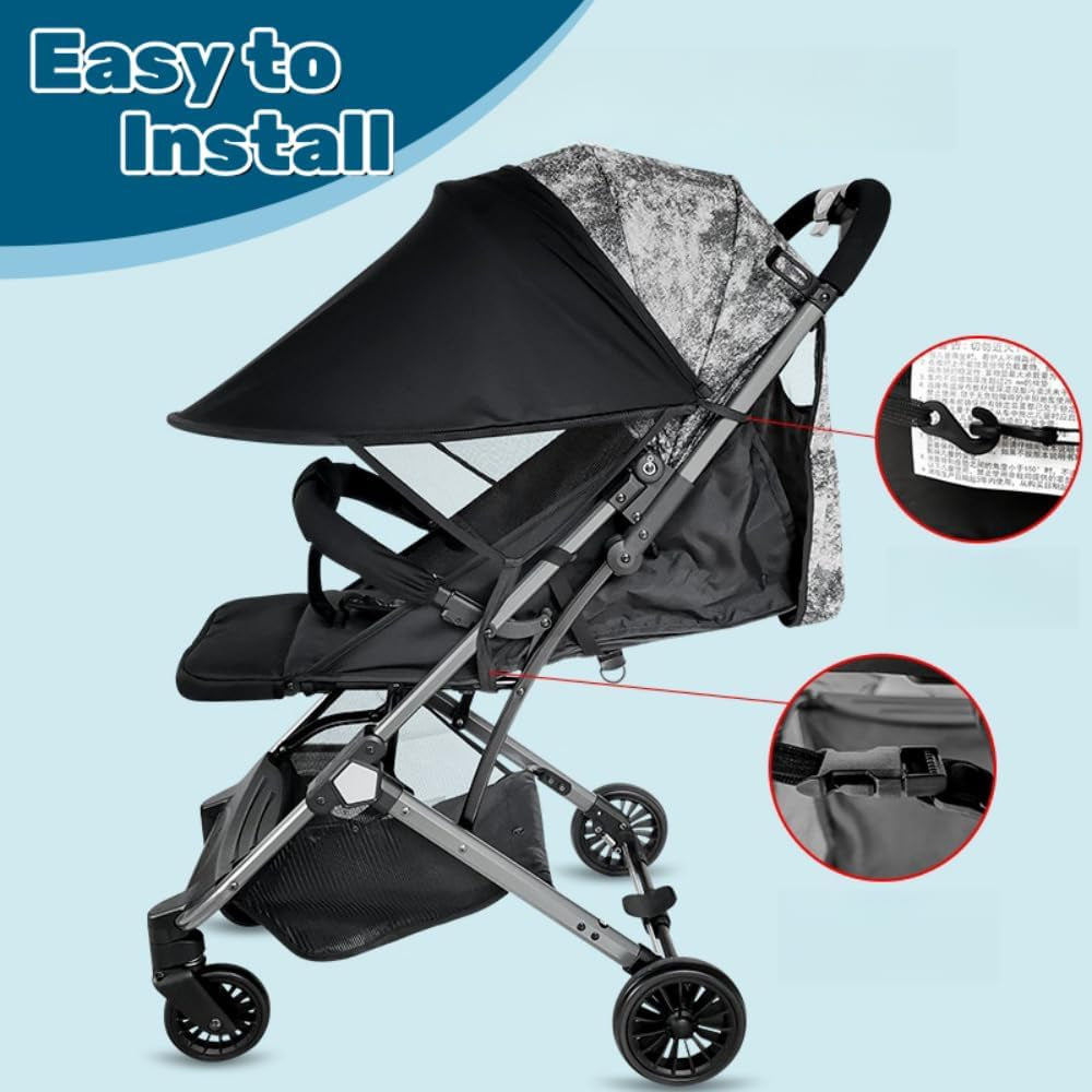 Pram Sun Shade Cover Baby Sunshade UPF 50 + Adjustable Sun Shade Canopy Breathable Pram Sun Shade for Pushchair Stroller Buggy Pram