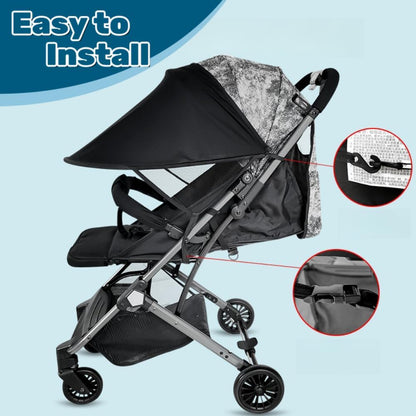 Pram Sun Shade Cover Baby Sunshade UPF 50 + Adjustable Sun Shade Canopy Breathable Pram Sun Shade for Pushchair Stroller Buggy Pram