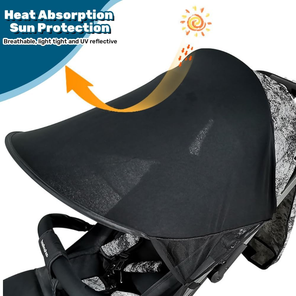 Pram Sun Shade Cover Baby Sunshade UPF 50 + Adjustable Sun Shade Canopy Breathable Pram Sun Shade for Pushchair Stroller Buggy Pram