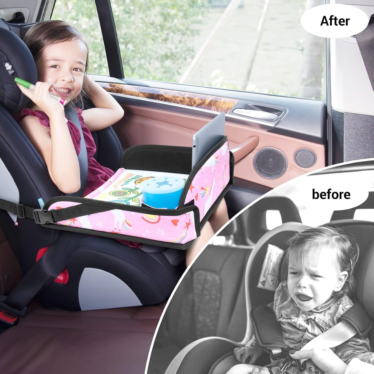 Kids Travel Tray for Car Seat, Road Trip Activities for Kids