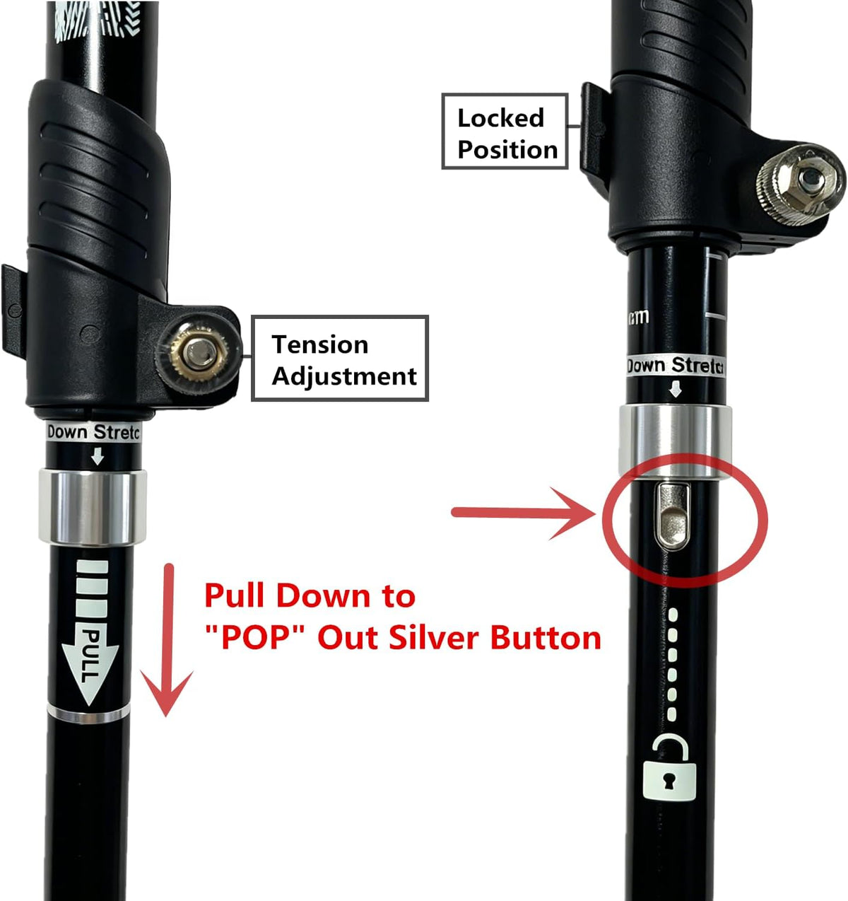 Trekking Pole, Collapsible Walking Hiking Stick for Men Women, Ultralight Aluminum Ski Pole with EVA Grip
