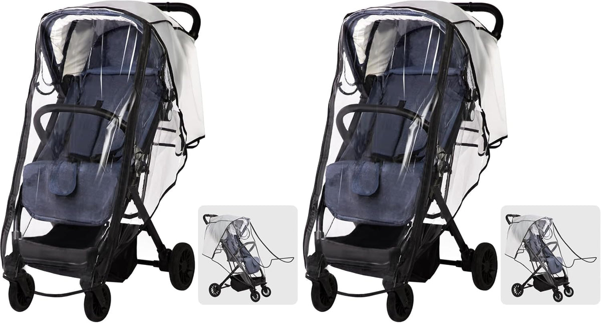 Universal Rain Cover for Pushchair, Pram Rain Cover for Stroller Buggy, Baby Travel Weather Shield with Two-Way Zipper Open on Front, All Seasons Rain Wind Snow Winter Protection
