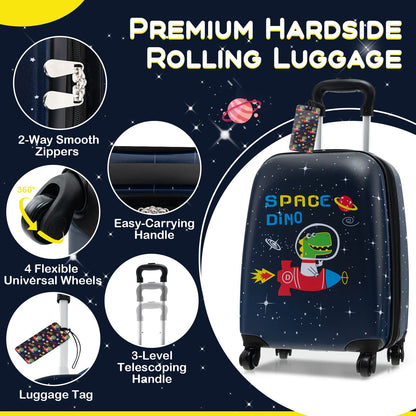 5 Piece Kids Luggage Set Carry-On Children Rolling Suitcase Set with Backpack