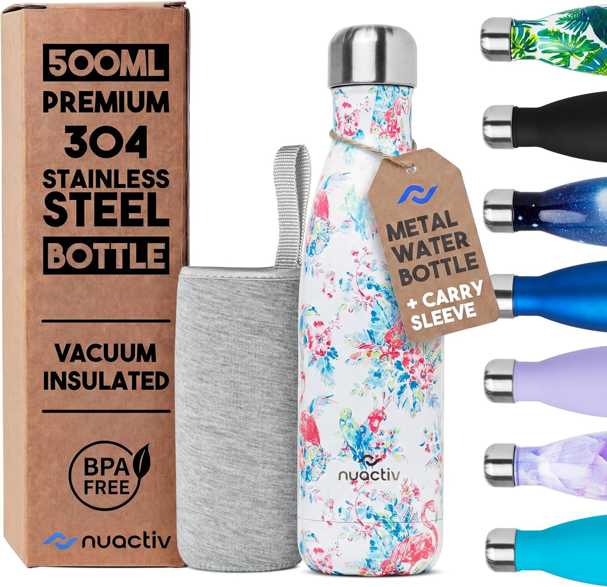 Stainless Steel Water Bottle 500Ml Vacuum Insulated Metal Flask