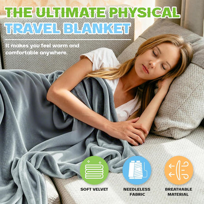 2 in 1 Travel Blanket and Pillow, Soft Micro Plush Portable Airplane Blanket, Ultralight Travel Blanket, Compact Foldable Flannel Blanket for Flights, Car, Business Trips