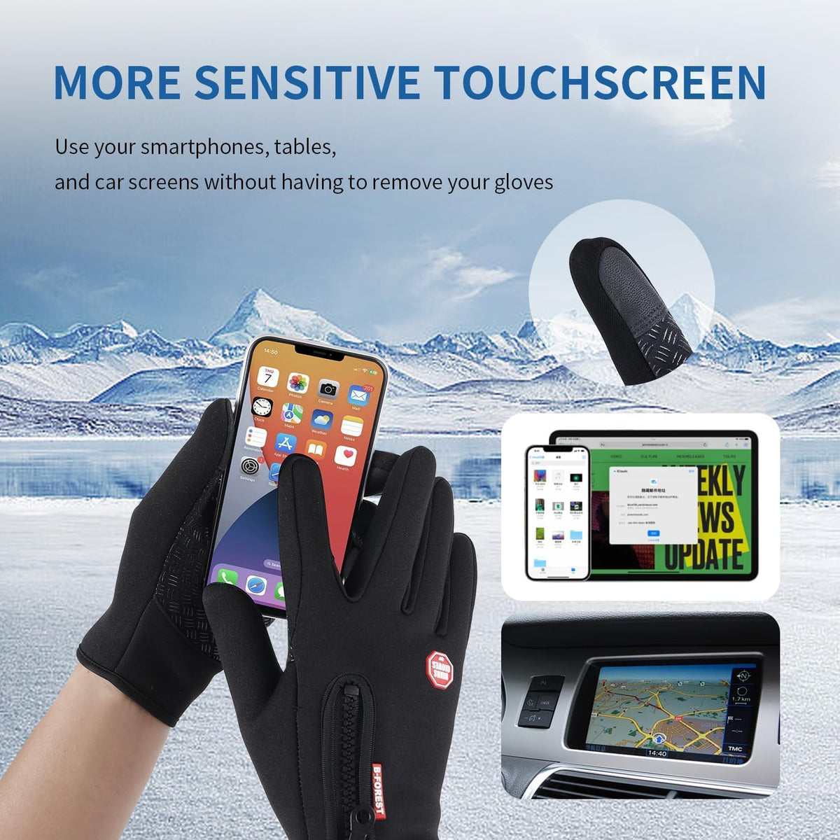 Winter Thermal Gloves for Cycling Bike Riding Driving Golf Netball Touchscreen Windproof Anti-Slip Warm Handwear Men Women Ladies Gloves for Outdoor Sport Daily Work Running Fishing Walking Climbing