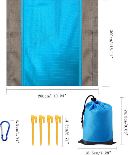 Beach Blanket Beach Mat, 280X300Cm Picnic Blanket Extra Large, Sandless Waterproof Beach Mats with 4 Stakes for 7-10 Adults,Sand Free Beach Accessories,Camping,Outdoor Essentials