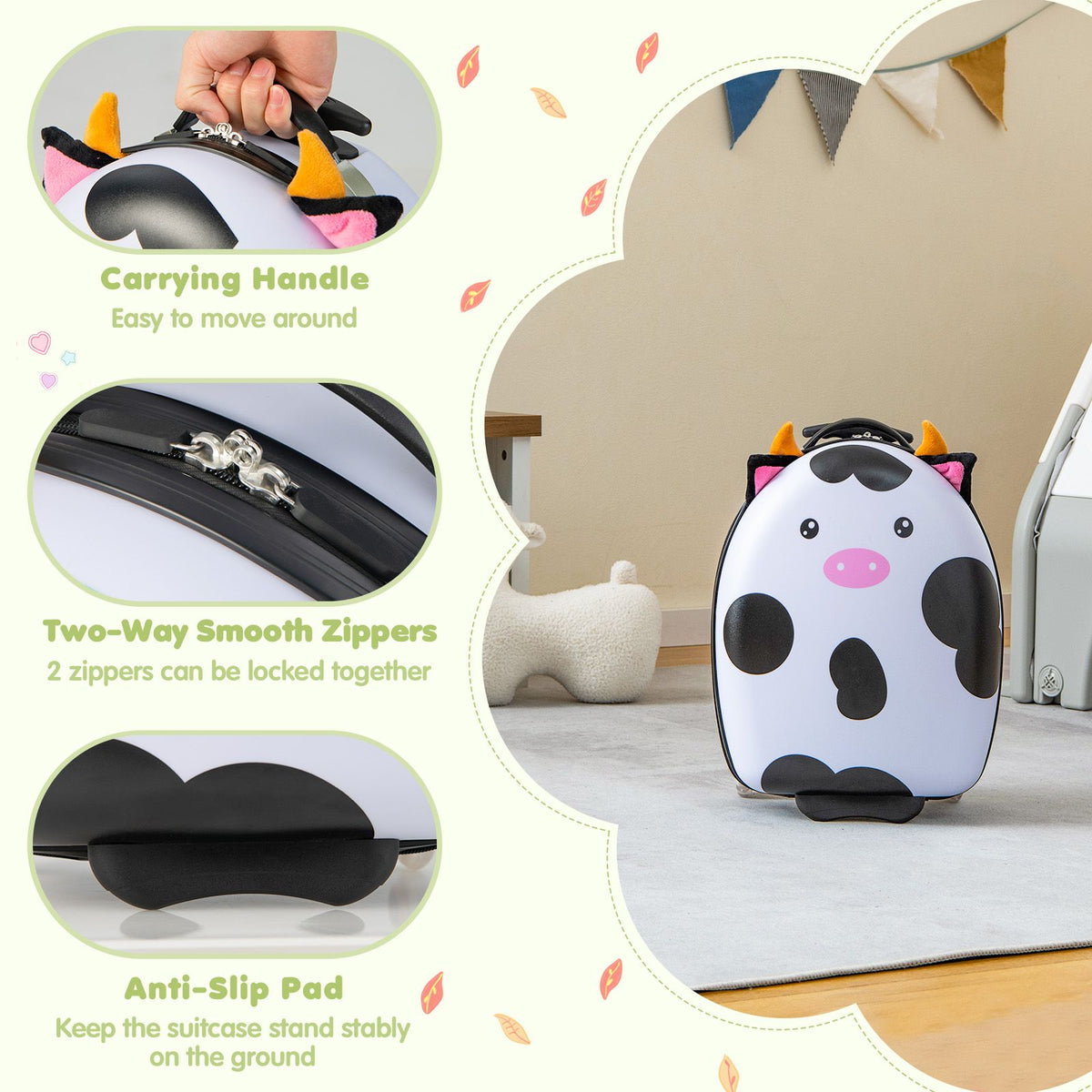 Kids Luggage with Light-Up Wheels and Telescopic Handle