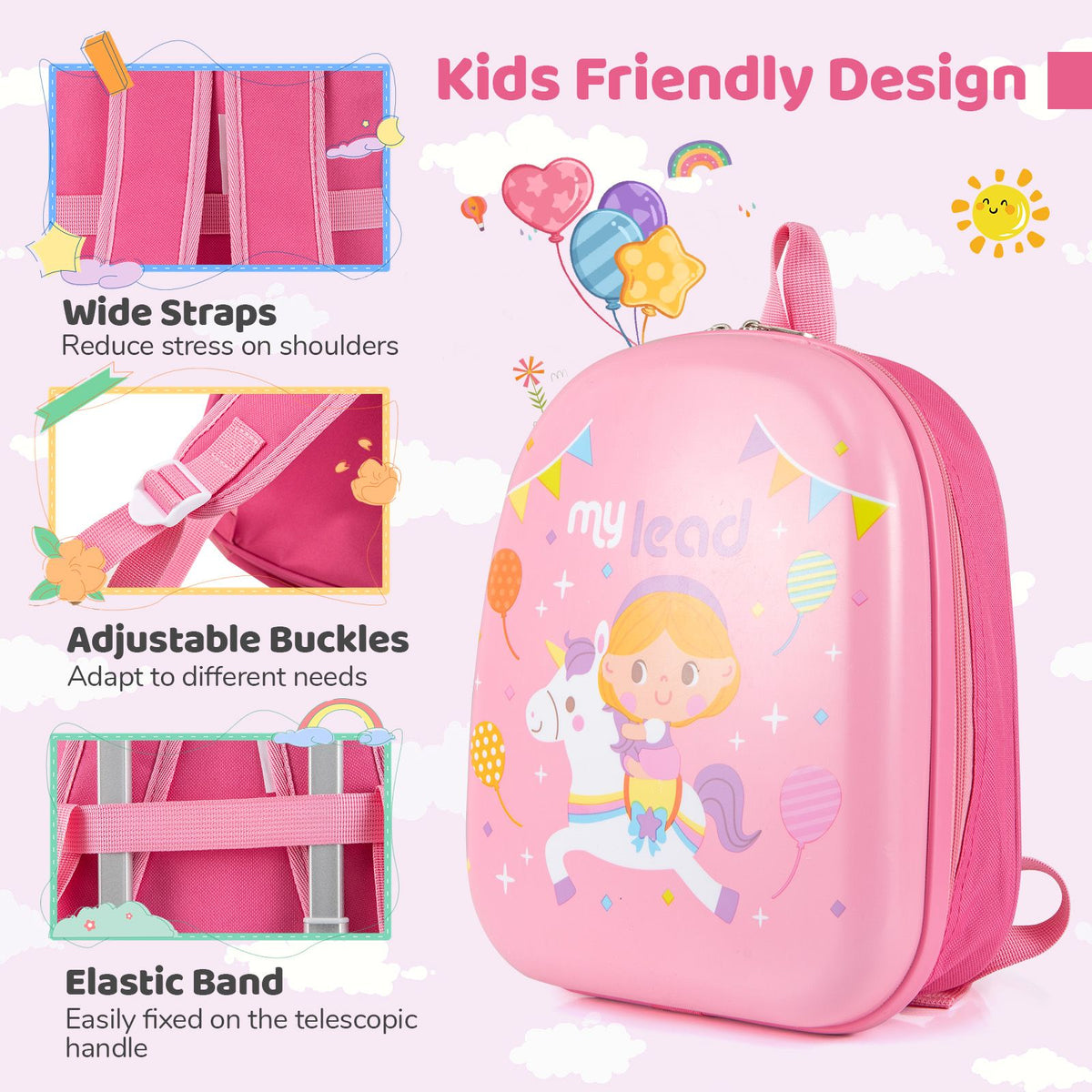 2 Pieces Kid Luggage Set with 4 Spinner Wheels and Telescopic Handle