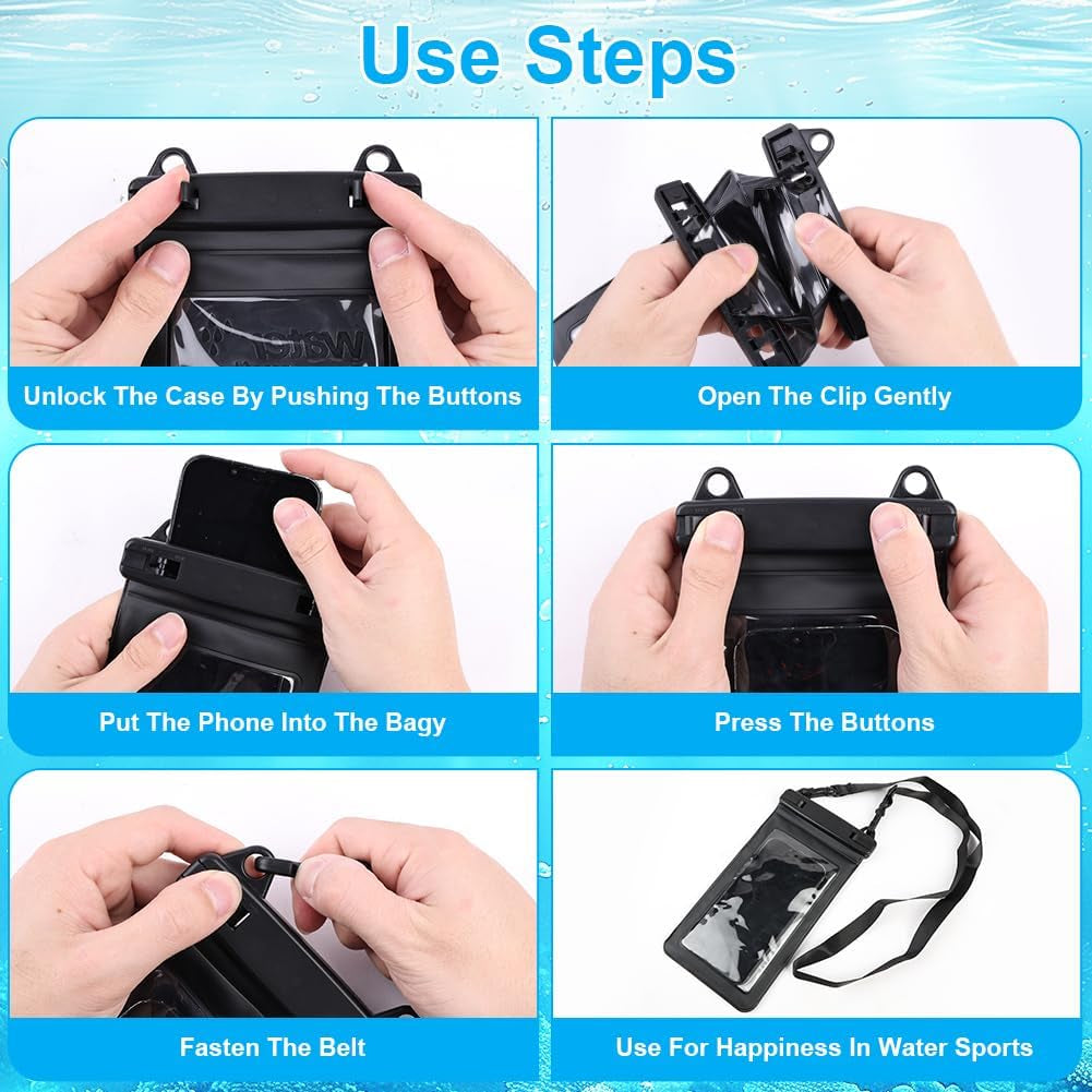 Waterproof Phone Pouch, 2 Pack Large Phone Waterproof Phone Case