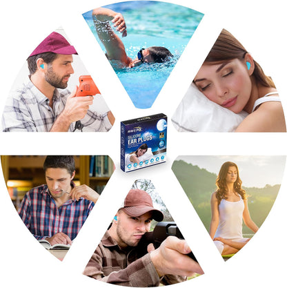Soft Silicone Ear Plugs for Sleeping 7 Pairs, 27Db Noise Cancelling, Premium Moldable Ear Plugs, Comfy, Reusable Customisable Earplugs for Sleep, Travel, Studying, Noise Reduction, Waterproof