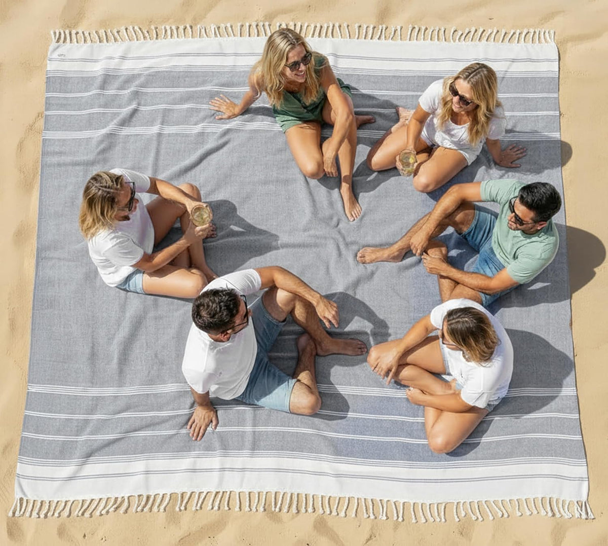 Extra Large Turkish Cotton Beach Towel Blanket – Jumbo Sand-Free Quick Dry Travel Blanket – Oversized 208X208 Cm Towel for Camping, Beach & Picnic - Regal Orchid