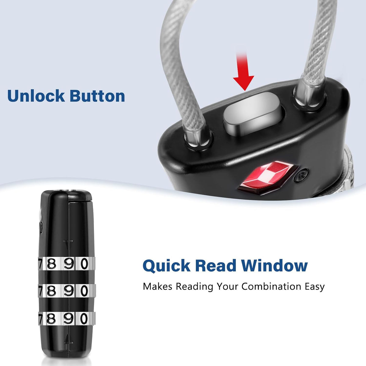 TSA Luggage Lock 2 Pack, 3 Digit Combination, Black