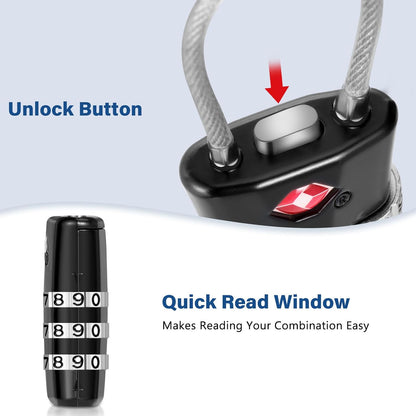TSA Luggage Lock 2 Pack, 3 Digit Combination, Black