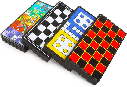 4 Mini Magnetic Games – 4 X Travel Games Includes Chess, Snakes and Ladders, Ludo & Draughts – Plane Activities for Kids - Travel & Pocket Games - Mini Travel Games