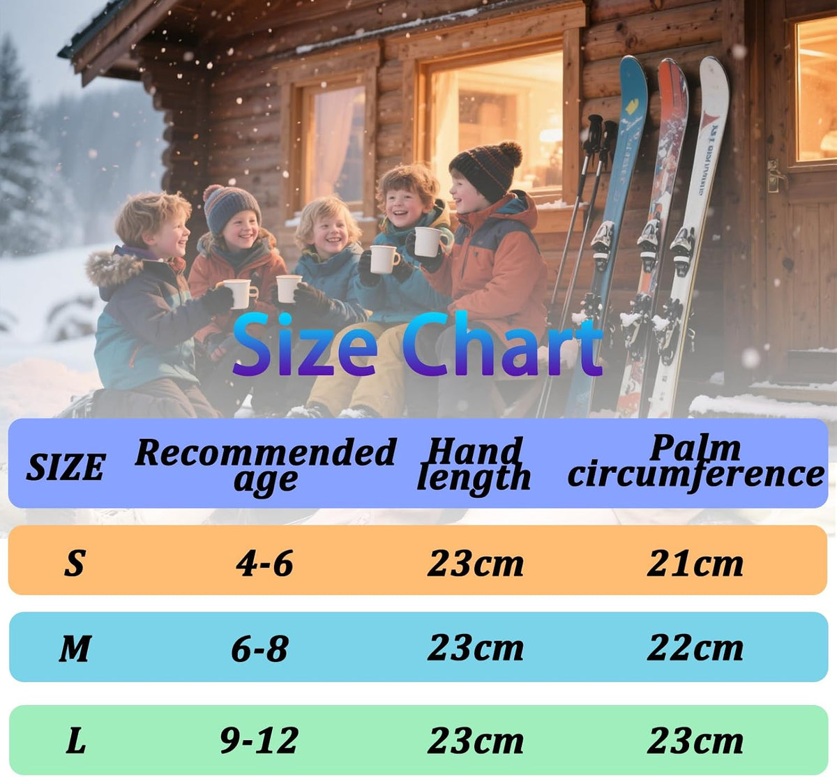Kids Fleece Lined Warm Ski Gloves Winter Thermal Waterproof anti Slip Gloves for Age 4-12 Children for Snow Snowboarding Sledding Cycling