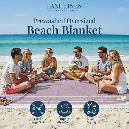 Extra Large Turkish Cotton Beach Towel Blanket – Jumbo Sand-Free Quick Dry Travel Blanket – Oversized 208X208 Cm Towel for Camping, Beach & Picnic - Regal Orchid