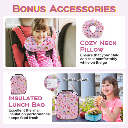 5 Piece Kids Luggage Set Carry-On Children Rolling Suitcase Set with Backpack
