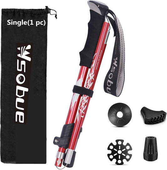 Trekking Pole, Collapsible Walking Hiking Stick for Men Women, Ultralight Aluminum Ski Pole with EVA Grip