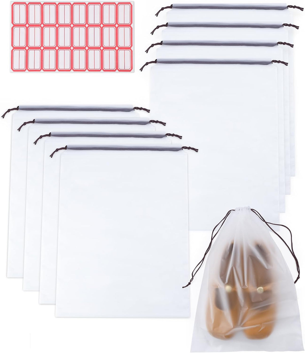 8 Pack Shoe Bags for Travel,30 * 40CM Clear Drawstring Shoe Bags