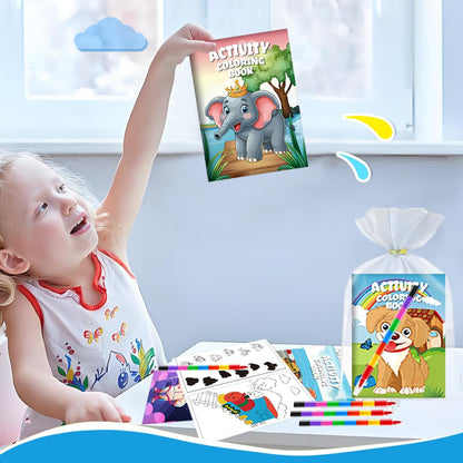 12 Pack Mini Colouring Books for Party Bags with 8-In-1 Crayons