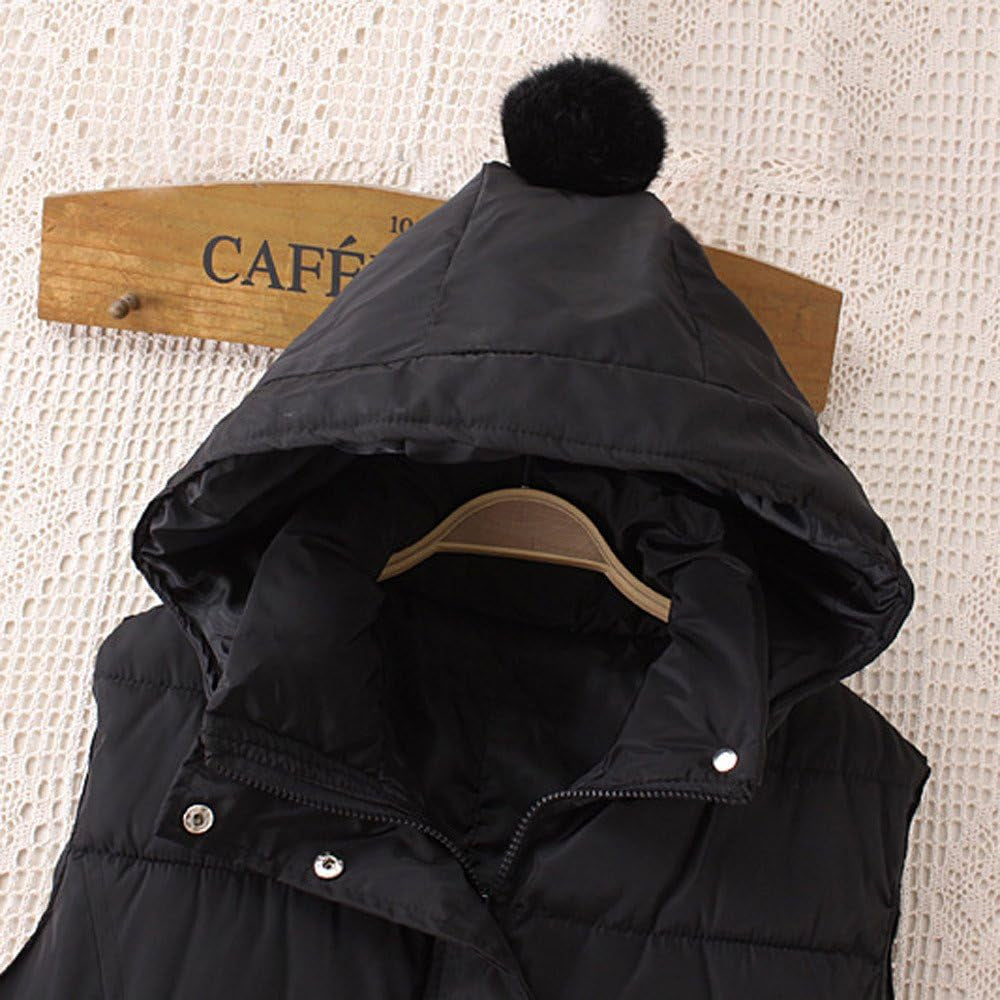 Women Long Cotton Padded Waistcoat Coat Hooded Vest Gilet Jacket Winter Parka Ladies Warm Quilted Padded Lightweight Trench Outwear Long Sleeve Tops Cardigan