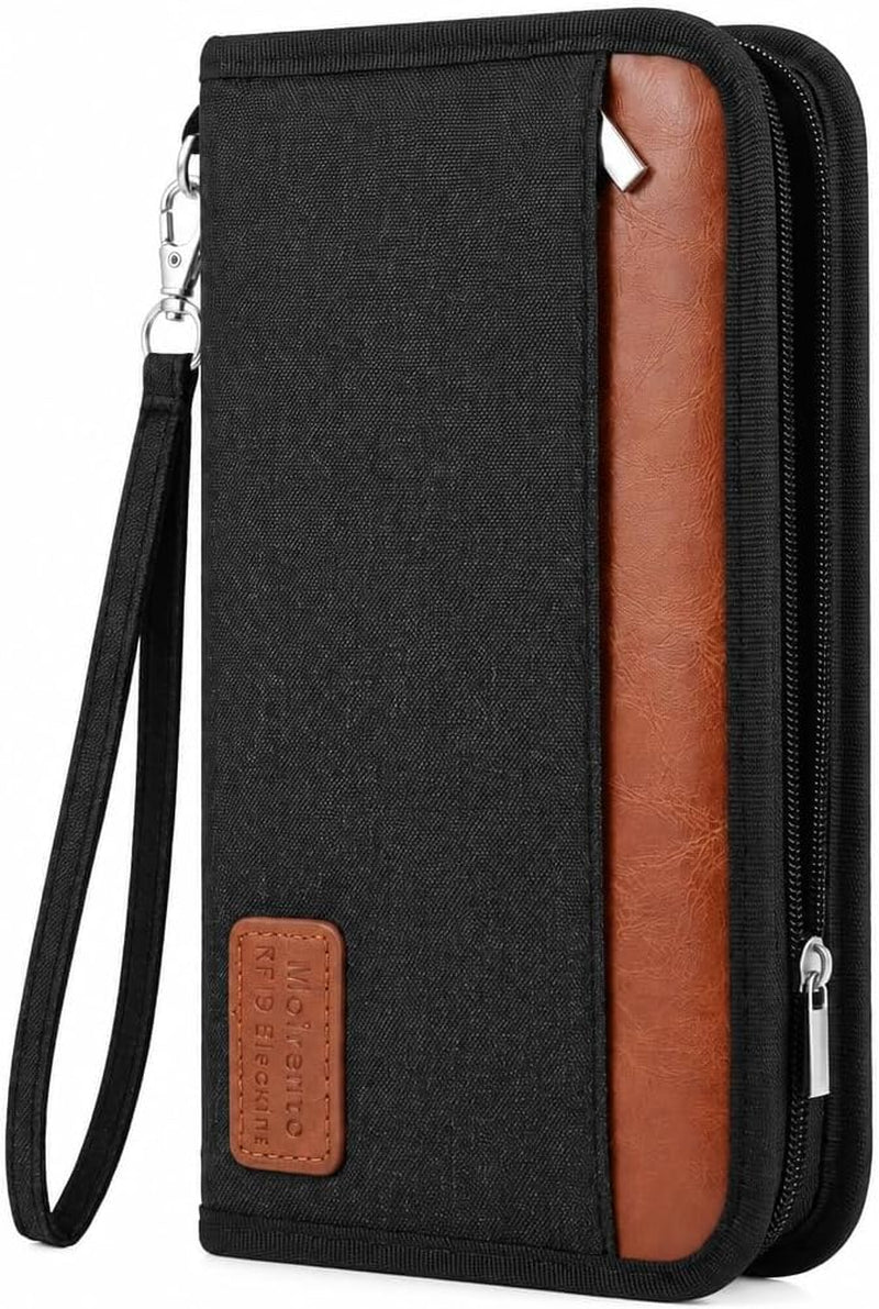 RFID Passport Holder Travel Wallet for 2 - A5 Zip Purse, Red