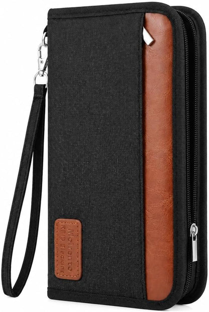 RFID Passport Holder Travel Wallet for 2 - A5 Zip Purse, Red