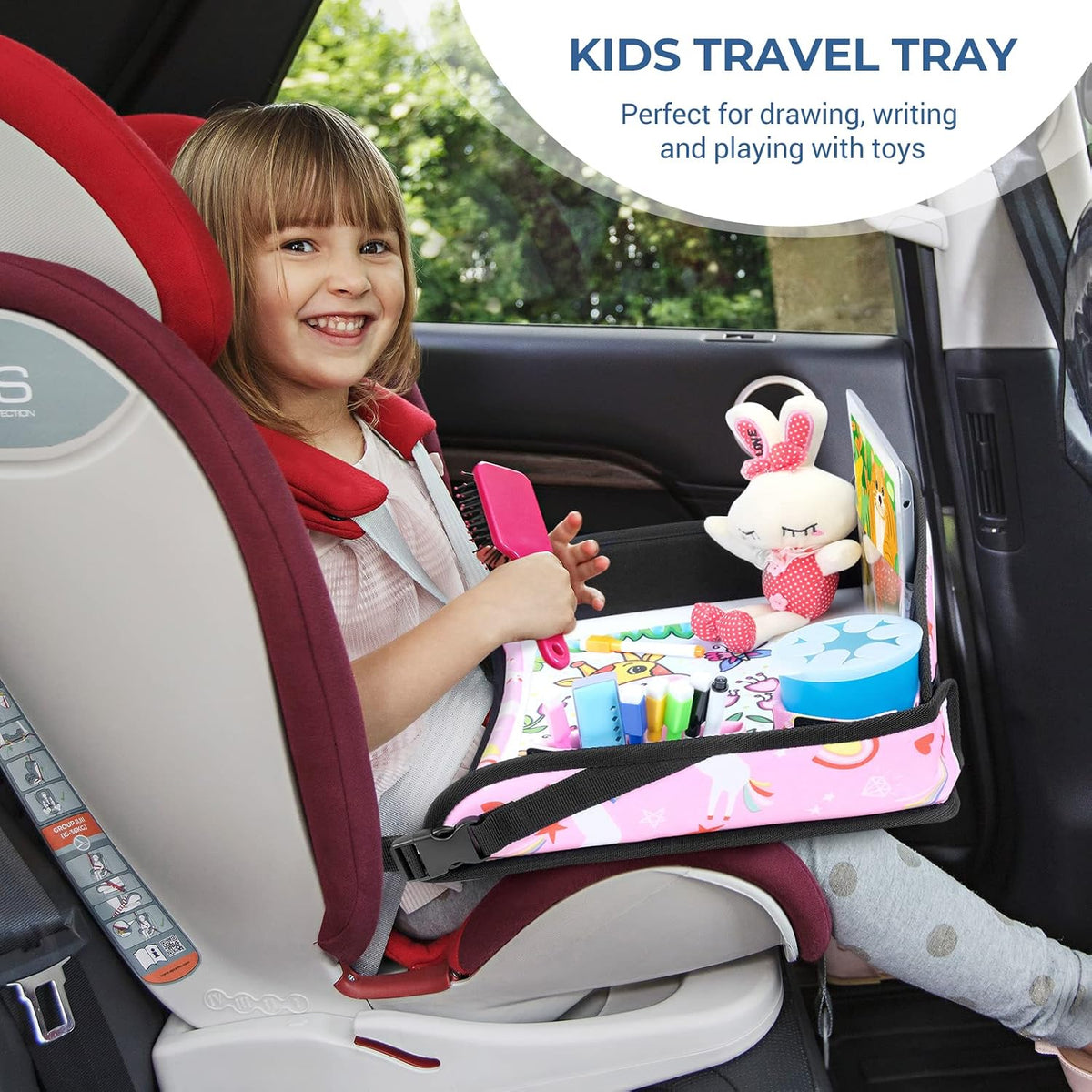 Kids Travel Tray for Car Seat, Road Trip Activities for Kids
