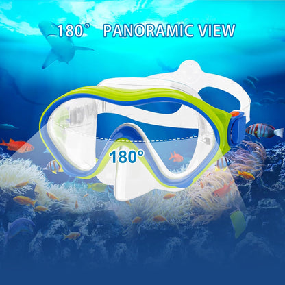 Snorkeling Gear for Kids with Foldable Silicone Full Dry Snorkel, Kids Snorkel Set anti Leak Youth Junior Snorkeling Package Diving Mask Soft Tube with Mesh Bag Swimming Goggles