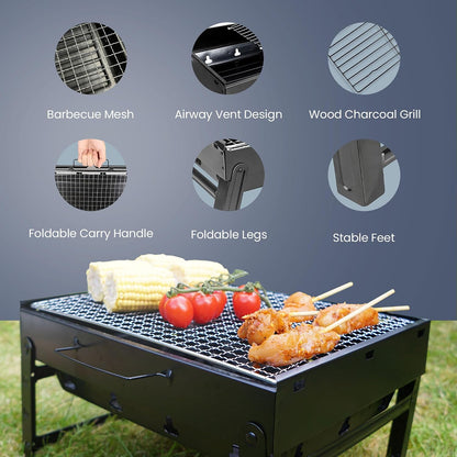 Small BBQ Portable Charcoal Grill | Camping Table Top Foldable BBQ