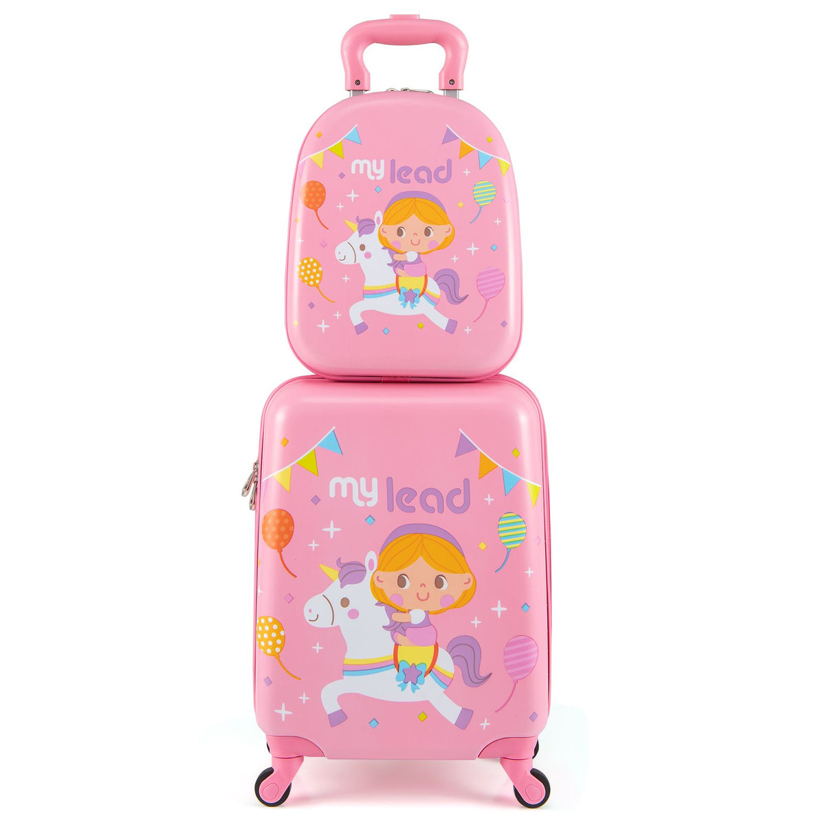 2 Pieces Kid Luggage Set with 4 Spinner Wheels and Telescopic Handle