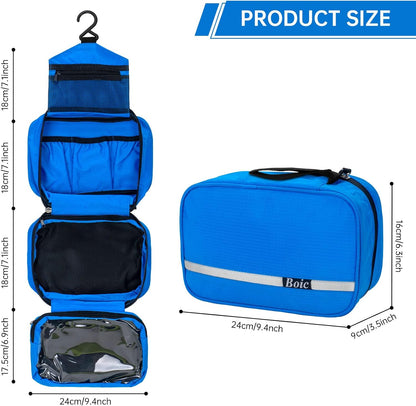 Hanging Toiletry Bag, Foldable Travel Wash Bag with Hanging Hook, Blue