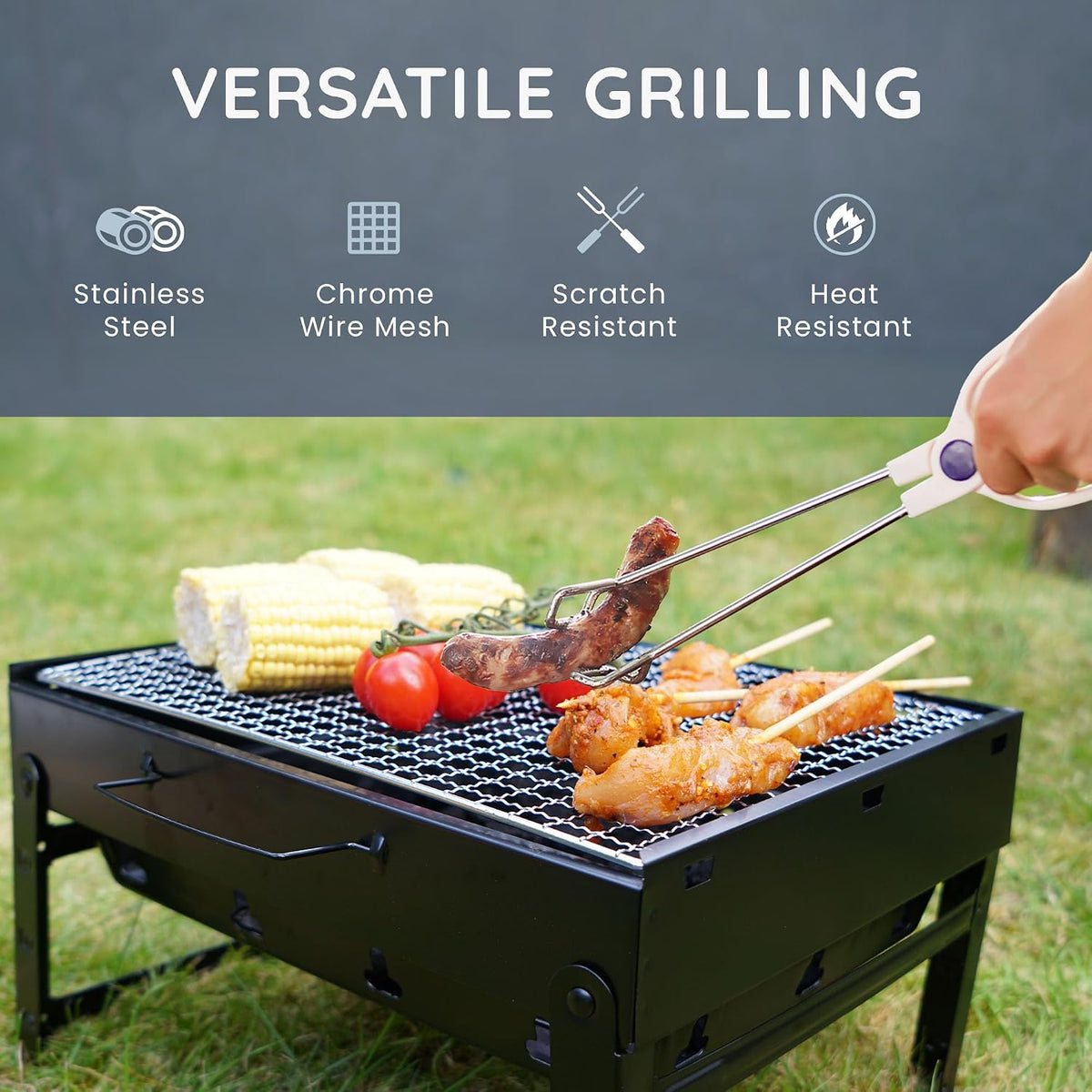 Small BBQ Portable Charcoal Grill | Camping Table Top Foldable BBQ