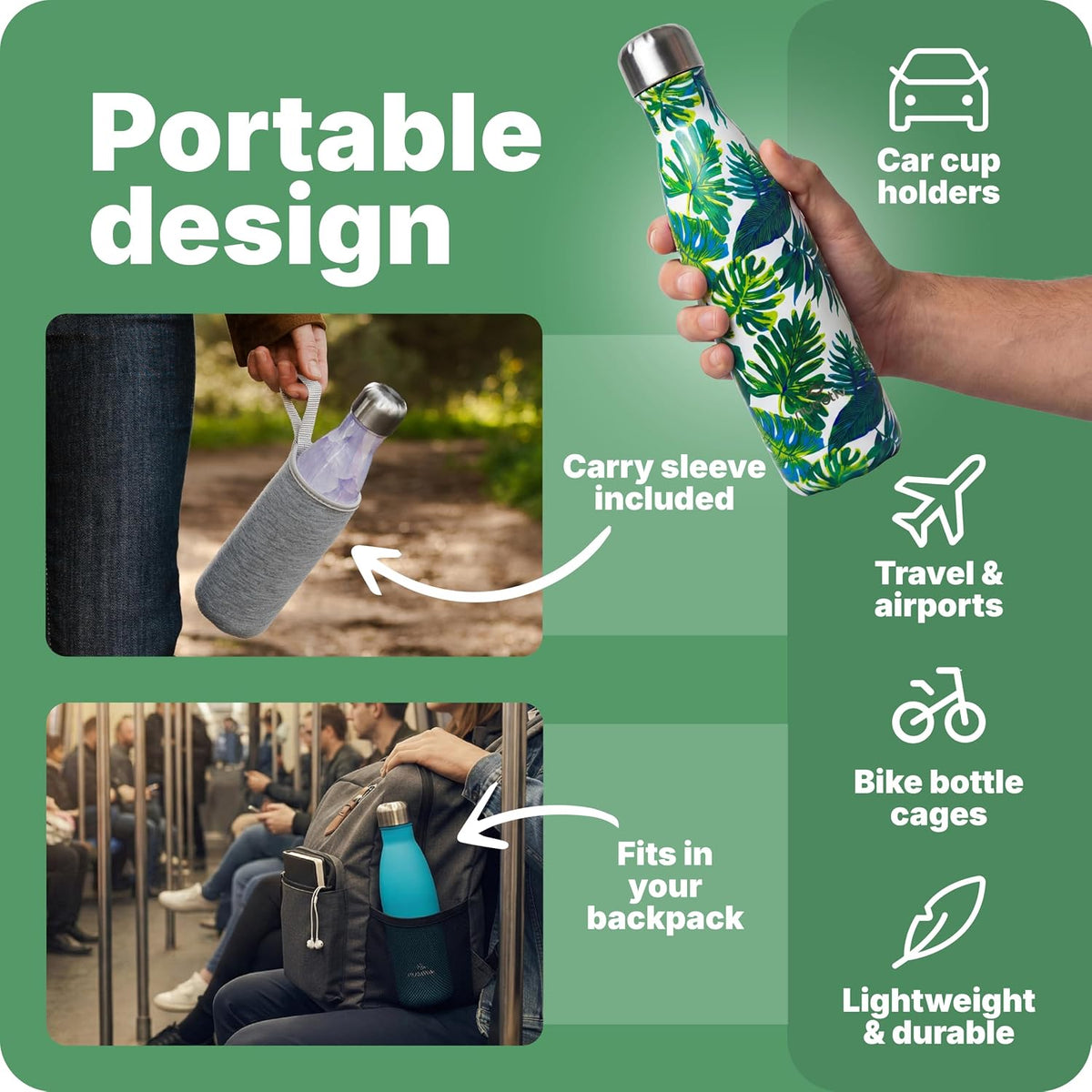 Stainless Steel Water Bottle 500Ml Vacuum Insulated Metal Flask