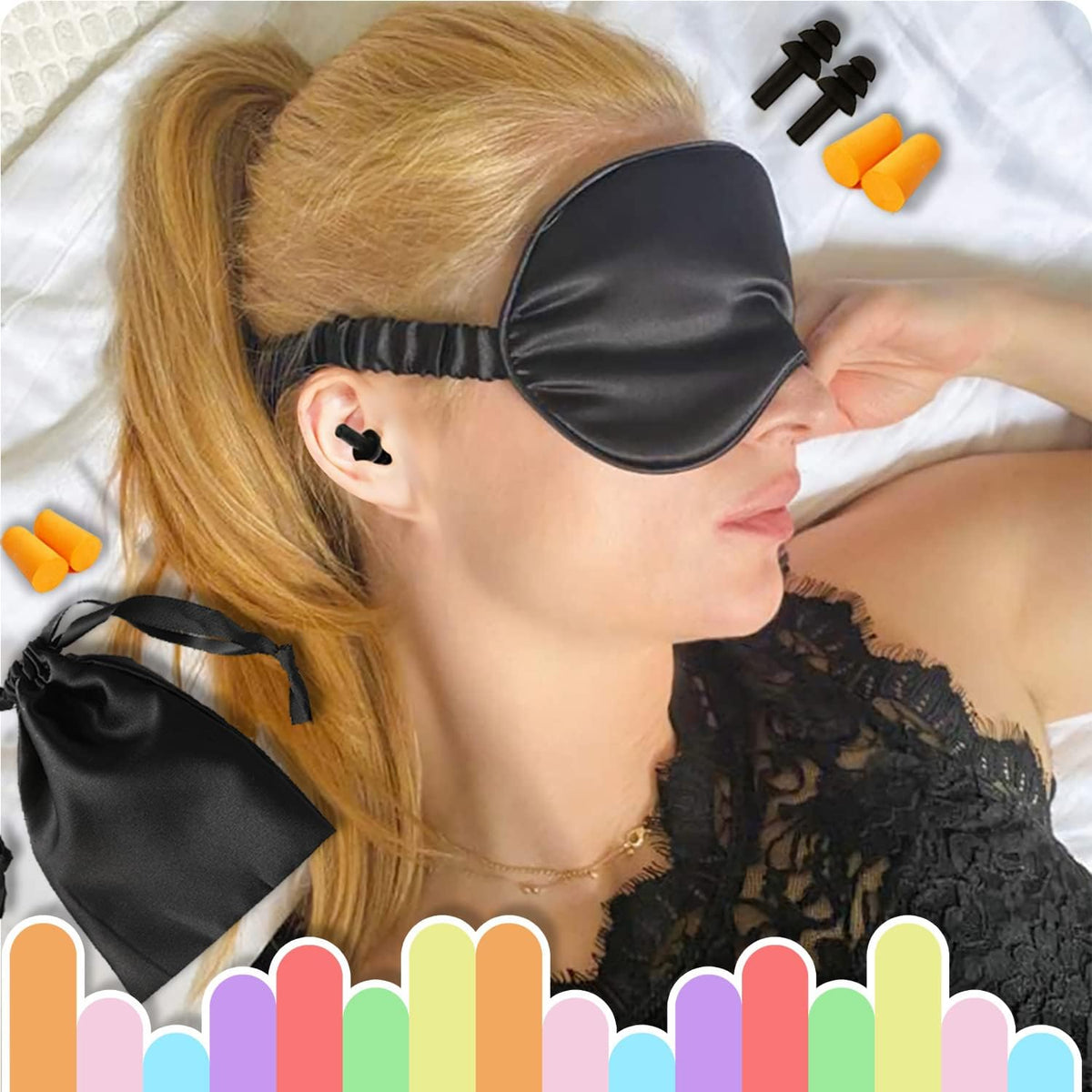 6Pairs Ear Plugs with Eye Mask Gift Set Multicoloured