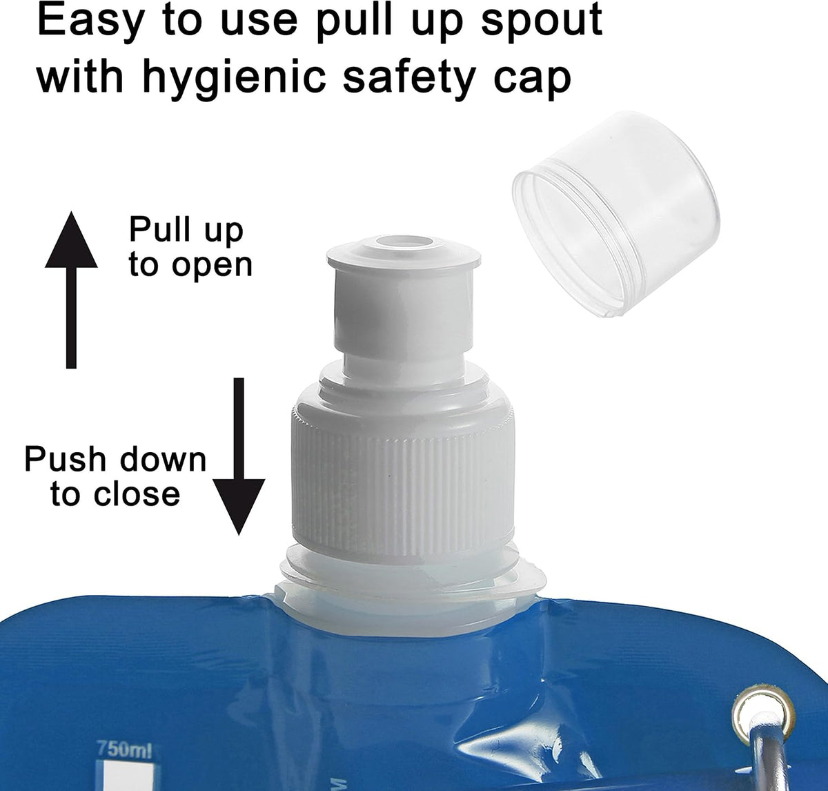 Collapsible Water Bottle - Foldable Water Bottle - 750Ml Blue
