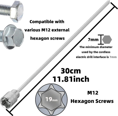 19Mm Extension Socket Jack 30Cm, Caravan Leg Stand Winder Drill Attachment Accessories, Suitable for Caravans and Mobile Homes