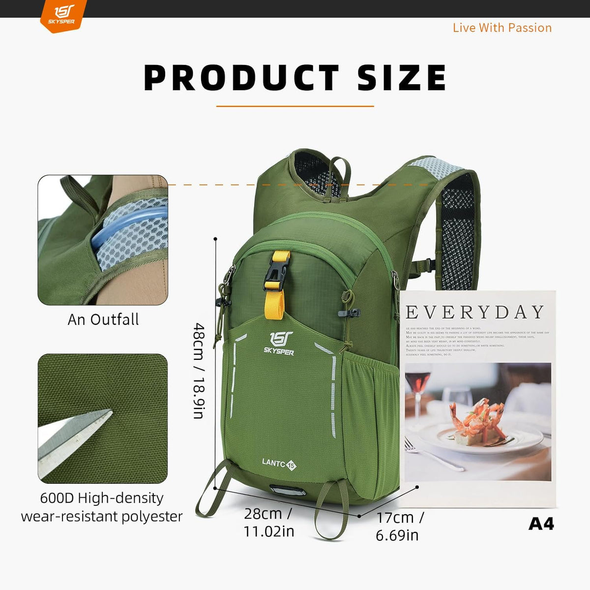 Small Hiking Backpack - 25L Travel Rucksack Lightweight Daypack