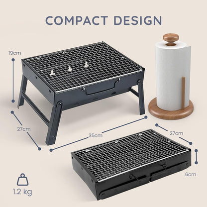 Small BBQ Portable Charcoal Grill | Camping Table Top Foldable BBQ