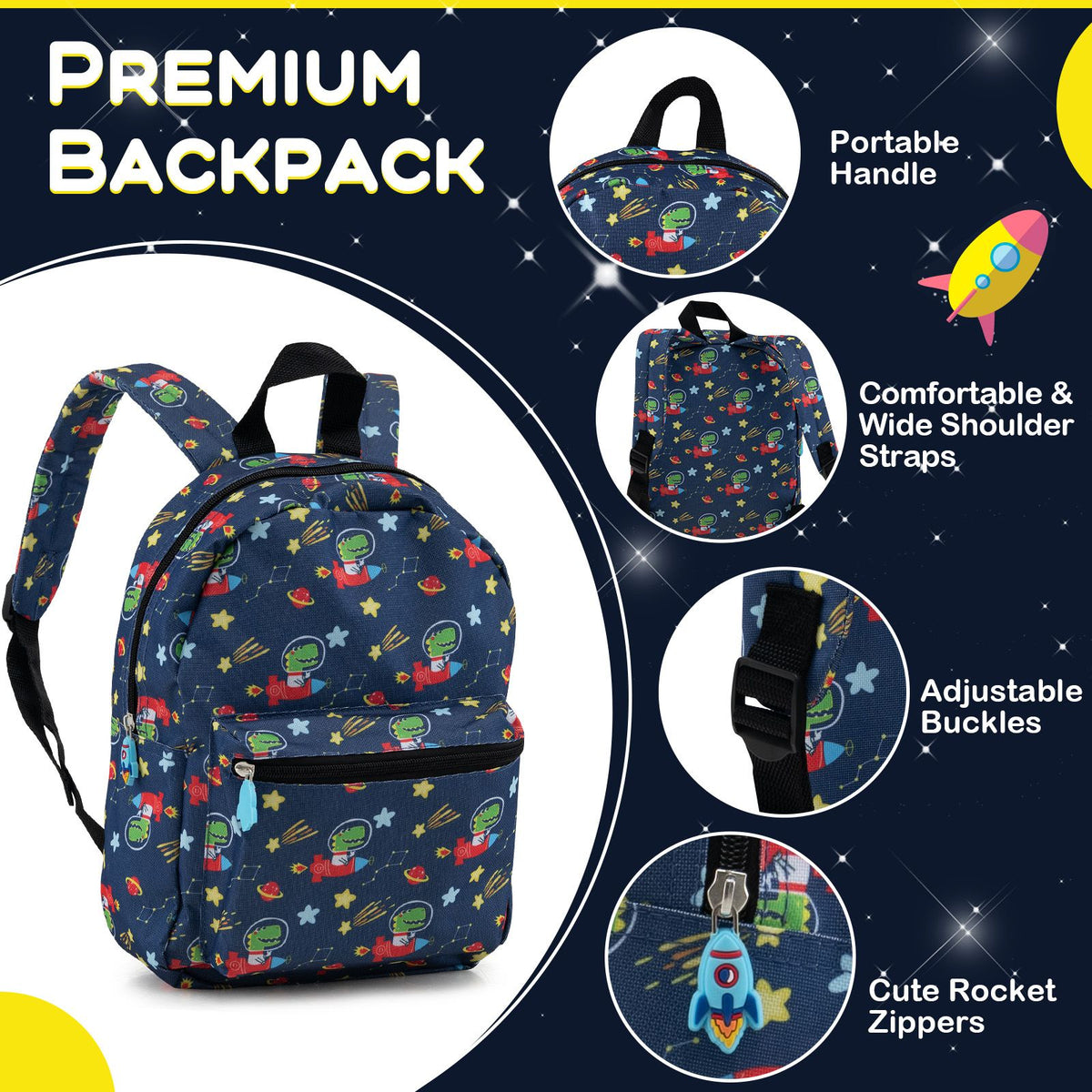 5 Piece Kids Luggage Set Carry-On Children Rolling Suitcase Set with Backpack